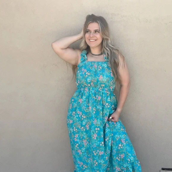 Floral Blue Maxi Dress - Picture 5 of 5